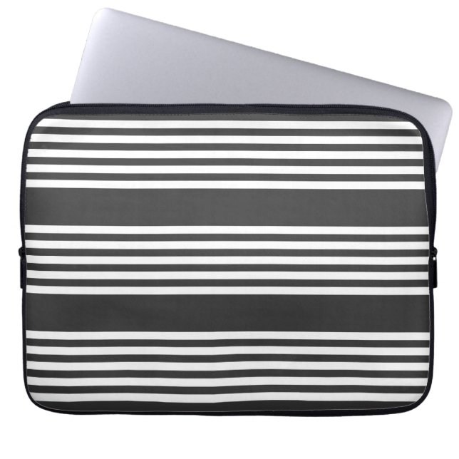Pale green and beige five stripes pattern laptop s laptop sleeve (Front)