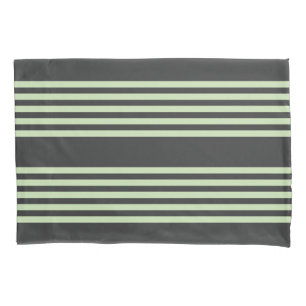 Pale green and beige five stripes pattern pillowcase