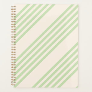 Pale green and beige five stripes pattern planner