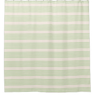 Pale green and beige five stripes pattern shower curtain