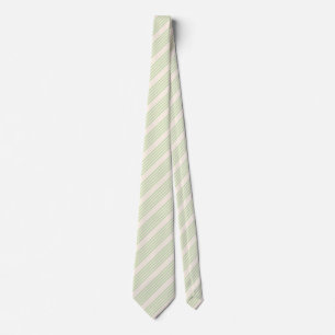Pale green and beige five stripes pattern tie