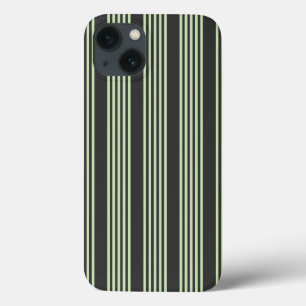 Pale green and charcoal five stripes pattern iPhone 13 case