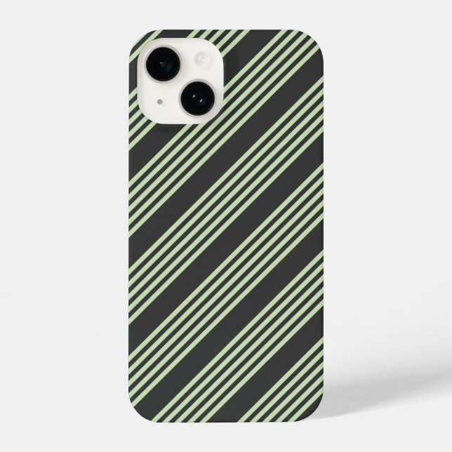 Pale green and charcoal five stripes pattern iPhone case (Back)