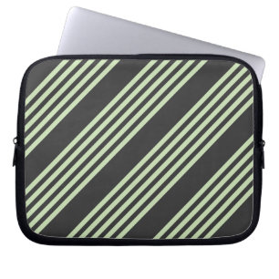 Pale green and charcoal five stripes pattern laptop sleeve