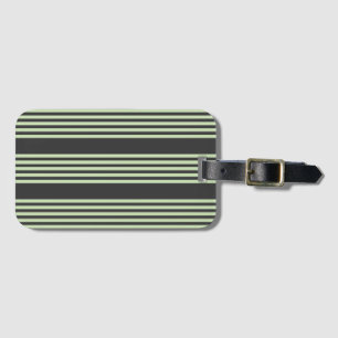 Pale green and charcoal five stripes pattern luggage tag