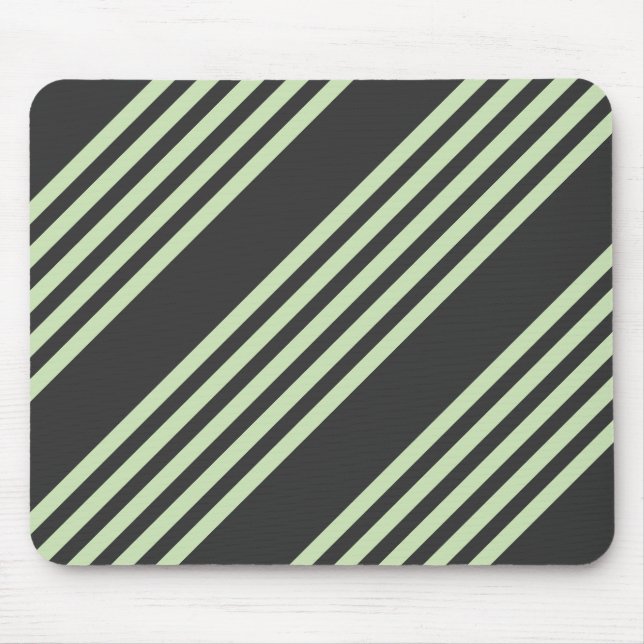 Pale green and charcoal five stripes pattern mouse mat (Front)