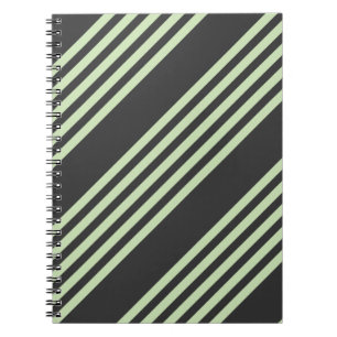 Pale green and charcoal five stripes pattern notebook