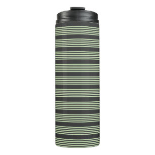 Pale green and charcoal five stripes pattern thermal tumbler