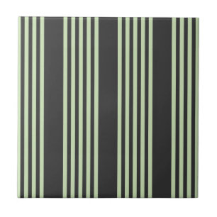 Pale green and charcoal five stripes pattern tile