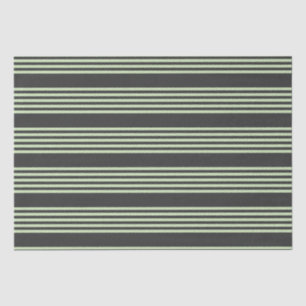 Pale green and charcoal five stripes pattern tissue paper