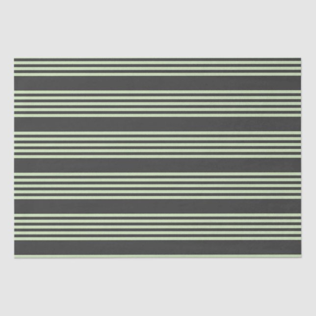 Pale green and charcoal five stripes pattern tissue paper (Front)