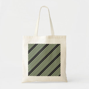 Pale green and charcoal five stripes pattern tote bag