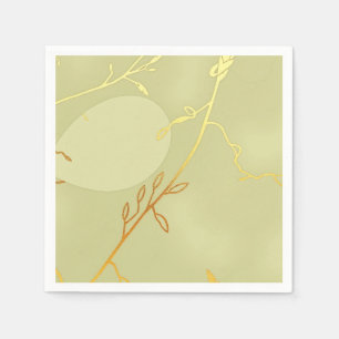 Pale Green and Gold Branch Outline Elegant  Napkin