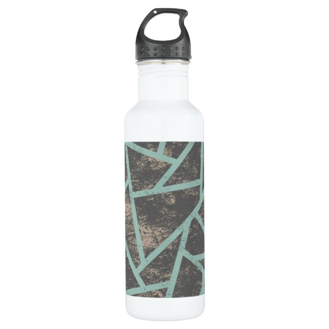 Pale green and grey mosaic pattern 710 ml water bottle (Front)