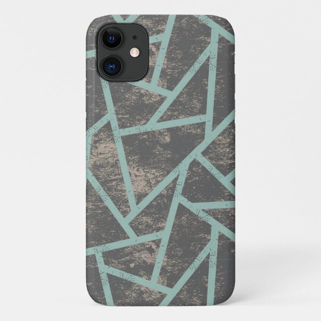 Pale green and grey mosaic pattern Case-Mate iPhone case (Back)
