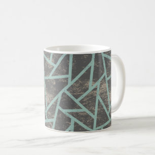 Pale green and grey mosaic pattern coffee mug