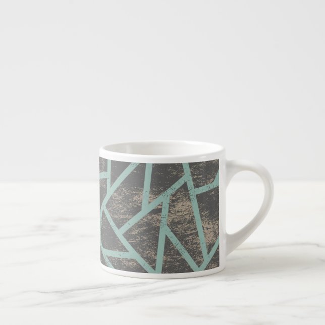 Pale green and grey mosaic pattern espresso cup (Right)