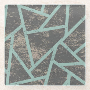 Pale green and grey mosaic pattern glass coaster