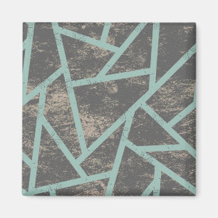 Pale green and grey mosaic pattern magnet