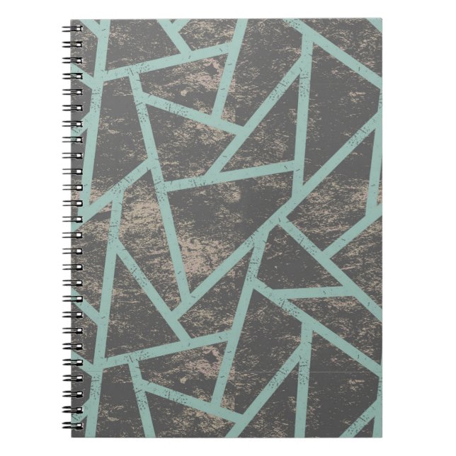 Pale green and grey mosaic pattern notebook (Front)