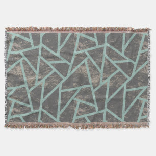 Pale green and grey mosaic pattern throw blanket