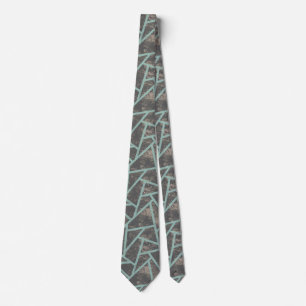 Pale green and grey mosaic pattern tie