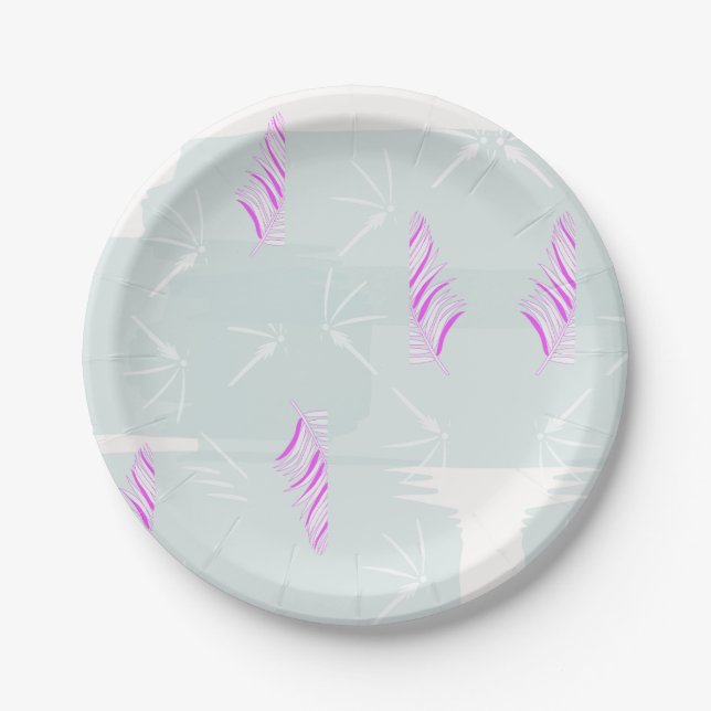 Pale green and pink stylish holiday plates (Front)