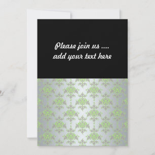 Pale Green and Silver White Damask Pattern Invitation