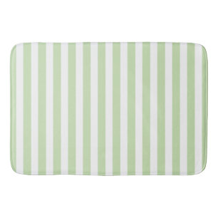 Pale green and white candy stripes bath mat