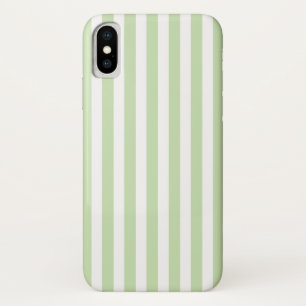 Pale green and white candy stripes iPhone x case