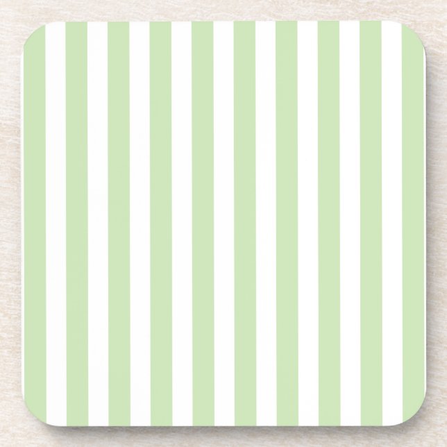 Pale green and white candy stripes coaster (Front)
