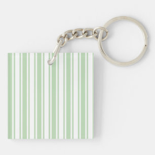 Pale green and white candy stripes key ring