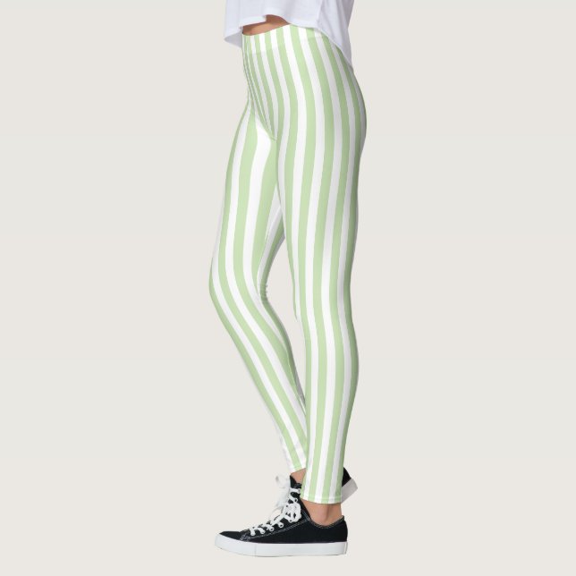 Pale green and white candy stripes leggings (Left)