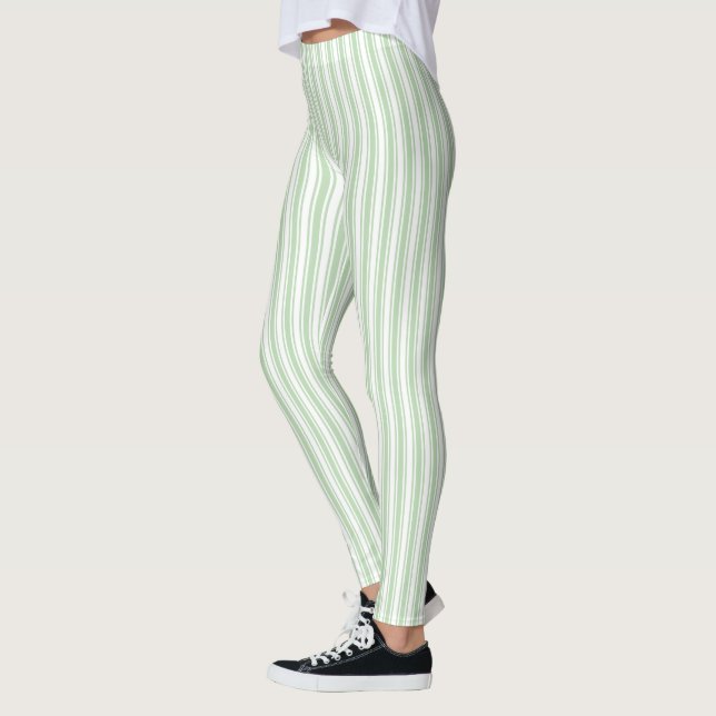 Pale green and white candy stripes leggings (Left)