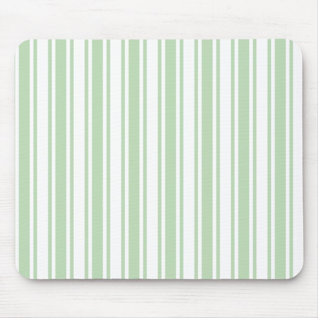 Pale green and white candy stripes mouse mat (Front)