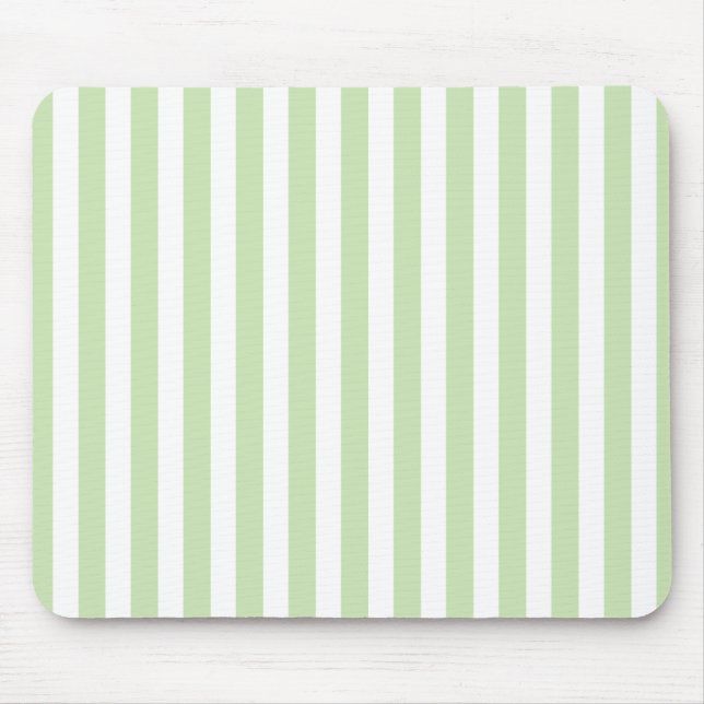 Pale green and white candy stripes mouse mat (Front)