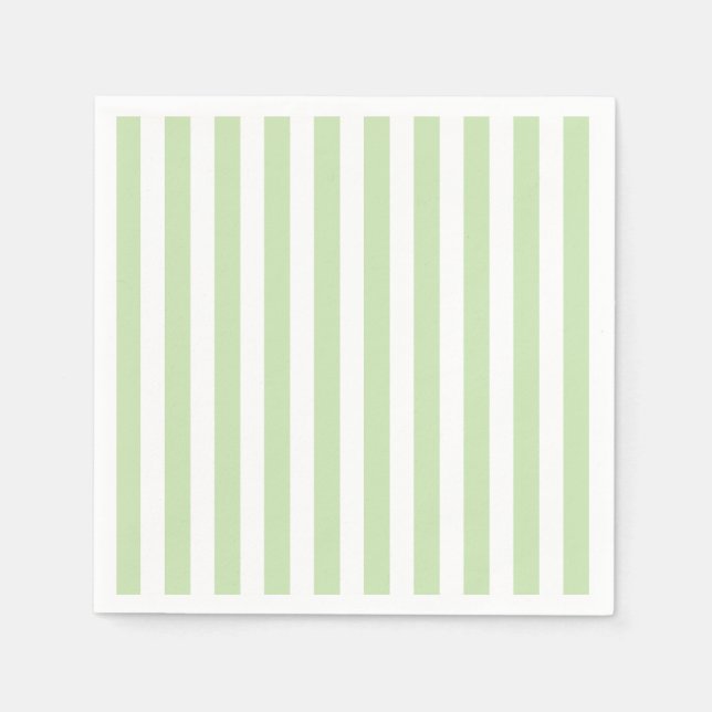 Pale green and white candy stripes napkin (Front)