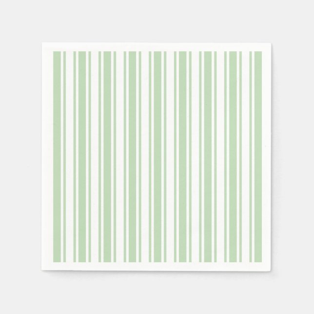 Pale green and white candy stripes napkin (Front)