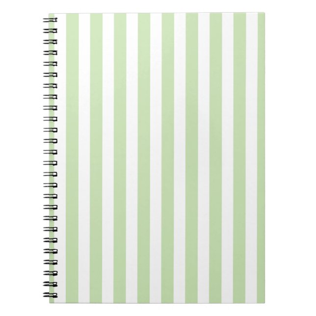 Pale green and white candy stripes notebook (Front)