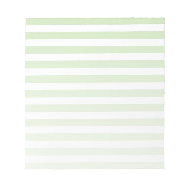 Pale green and white candy stripes notepad (Front)