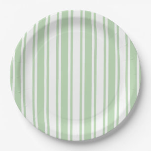 Pale green and white candy stripes paper plate