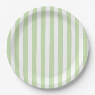 Pale green and white candy stripes paper plate