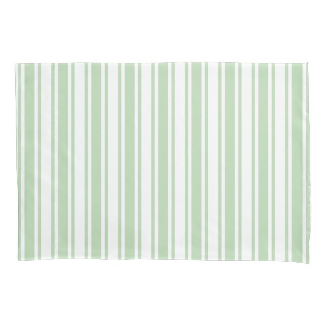 Pale green and white candy stripes pillowcase (Front)