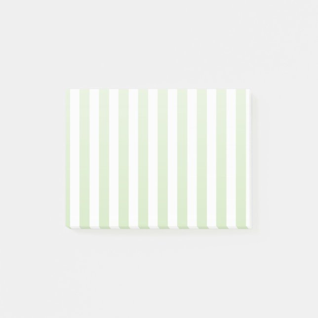 Pale green and white candy stripes post-it notes (Front)