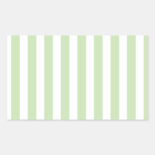 Pale green and white candy stripes rectangular sticker