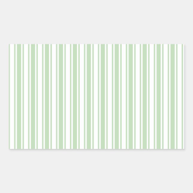 Pale green and white candy stripes rectangular sticker (Front)