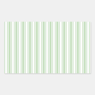 Pale green and white candy stripes rectangular sticker