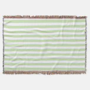 Pale green and white candy stripes throw blanket