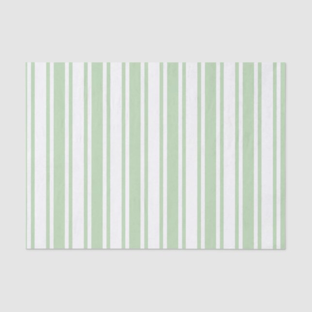 Pale green and white candy stripes tissue paper (Front)