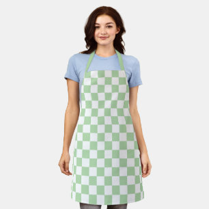 Pale Green and White Chequered Apron